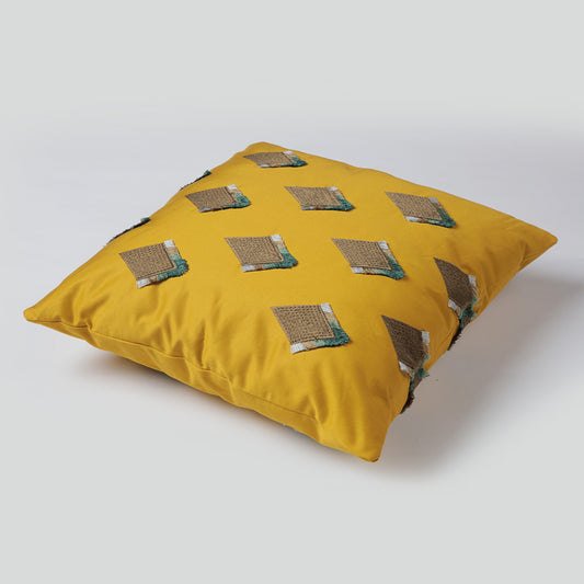 F.Libiran Cushion Cover 18x18 Yellow Diamond Maricopa EMB