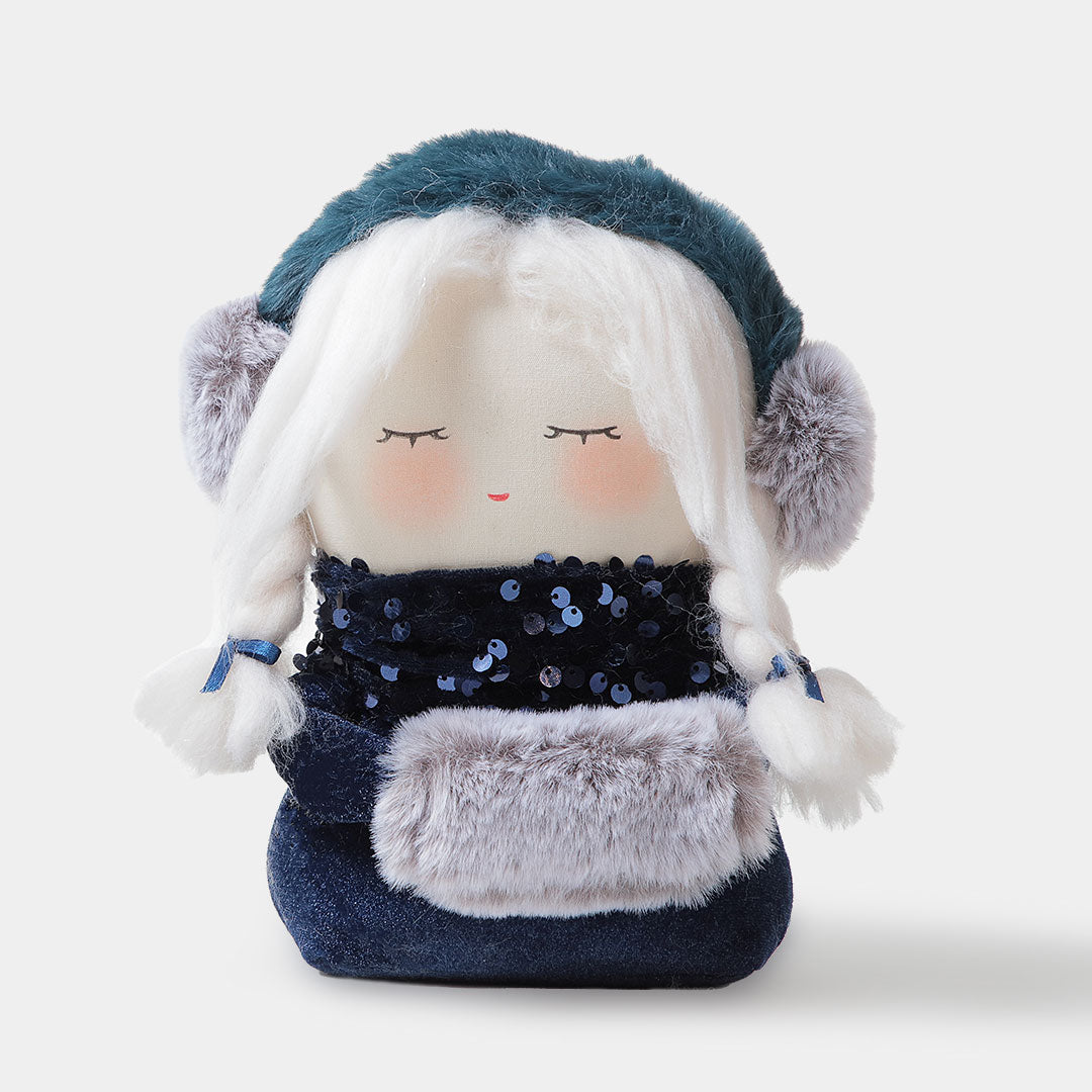 Blue Holiday Lady with Bangs Doorstopper