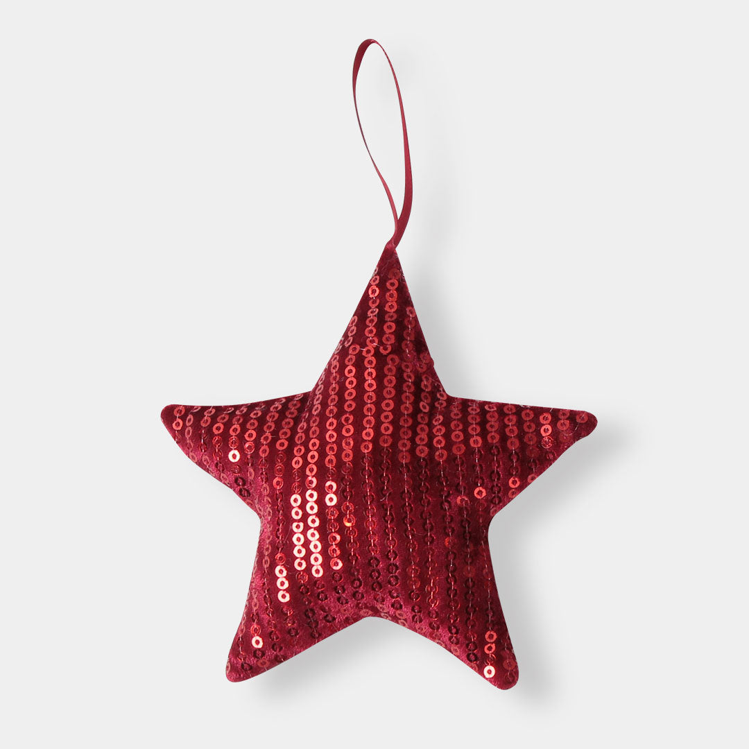 Red Glittered Holiday Themed Ornaments