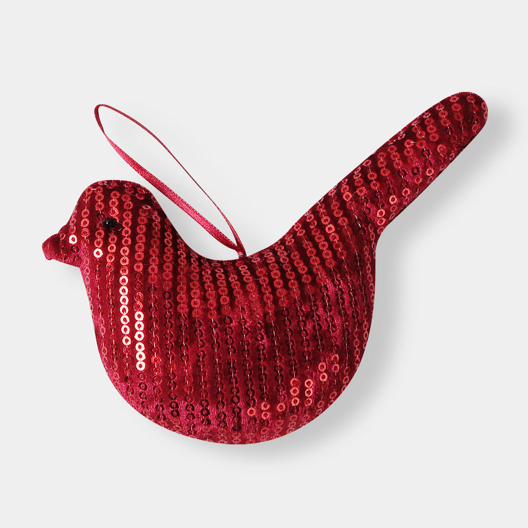 Red Glittered Holiday Themed Ornaments