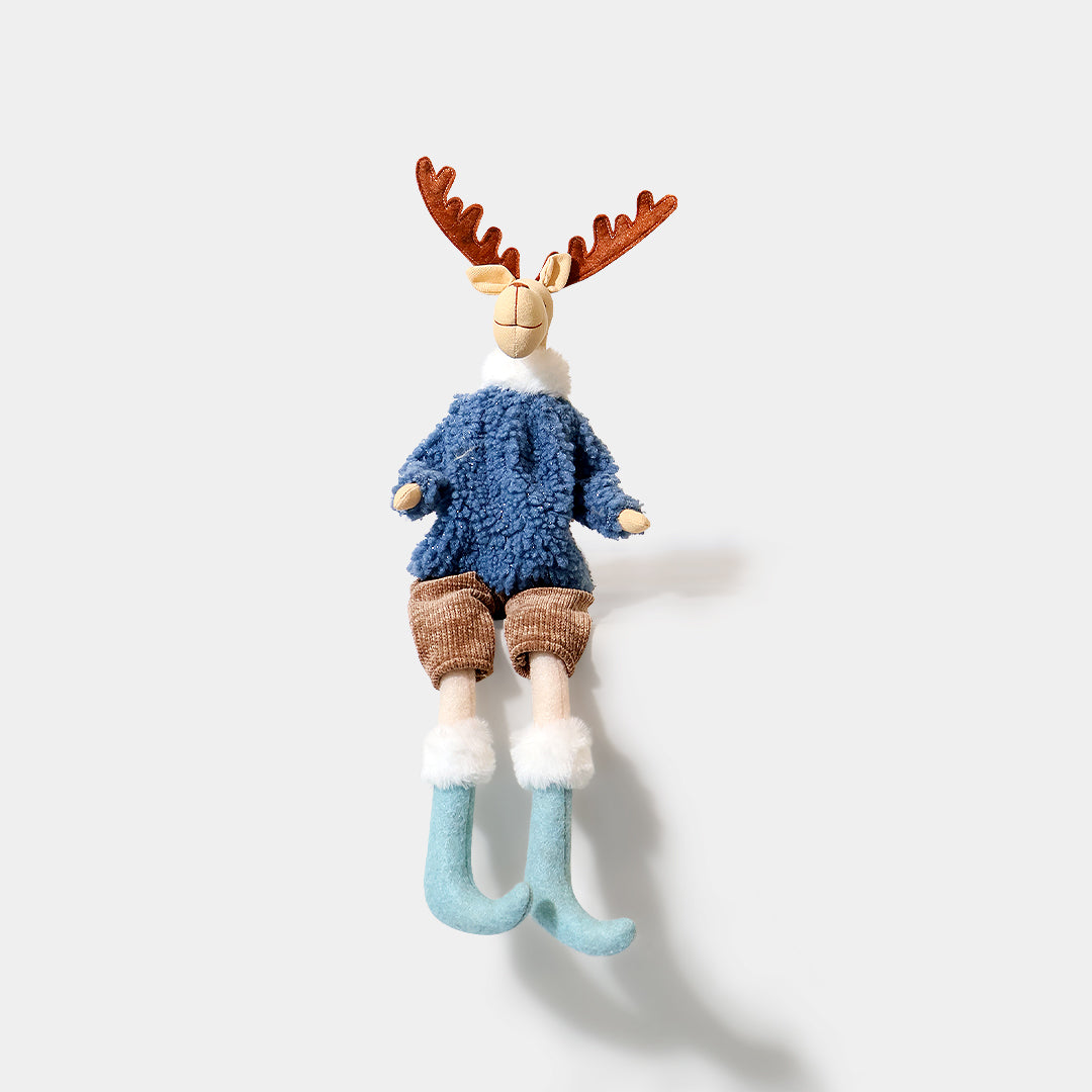 Our Home Moose Denim Blue Plush