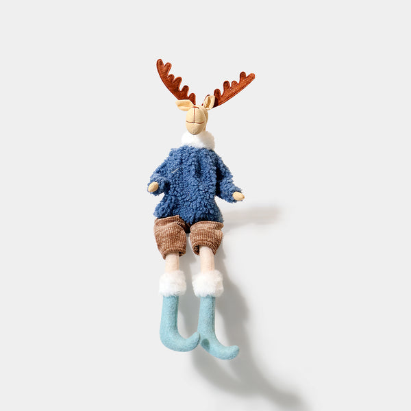 Our Home Moose Denim Blue Plush