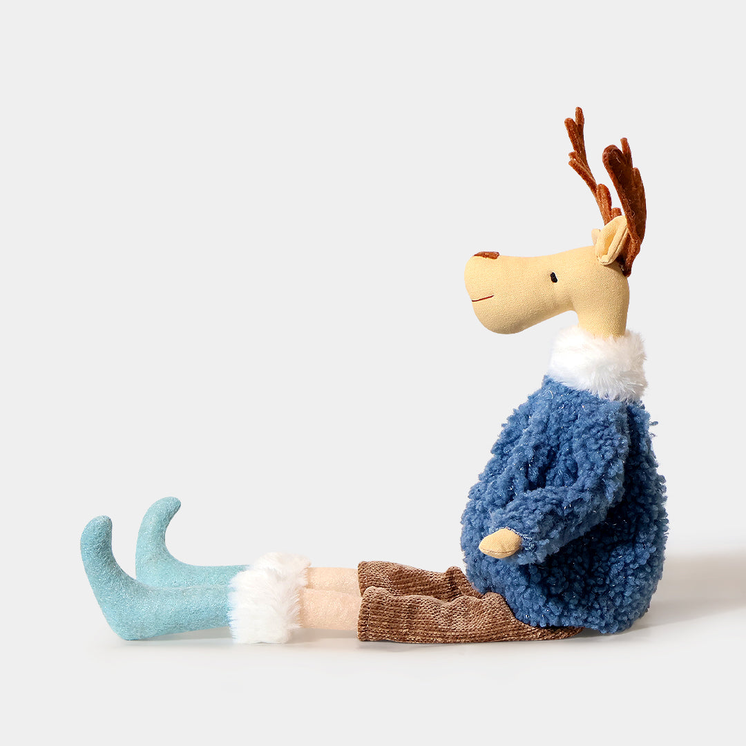 Our Home Moose Denim Blue Plush