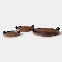 Quadro Wooden Tray Set of 3 Round with Handle