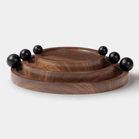 Quadro Wooden Tray Set of 3 Round with Handle