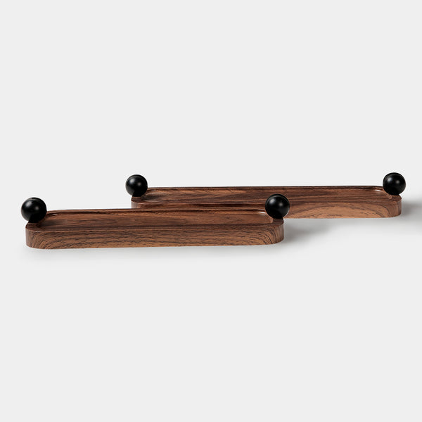 Quadro Wooden Tray Set of 2 Rectangle with Round Handle