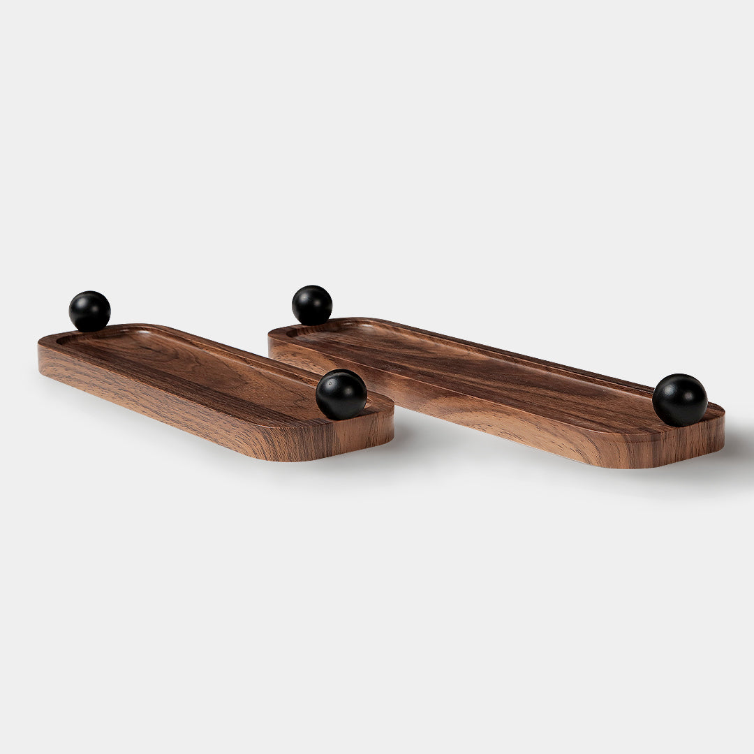 Quadro Wooden Tray Set of 2 Rectangle with Round Handle