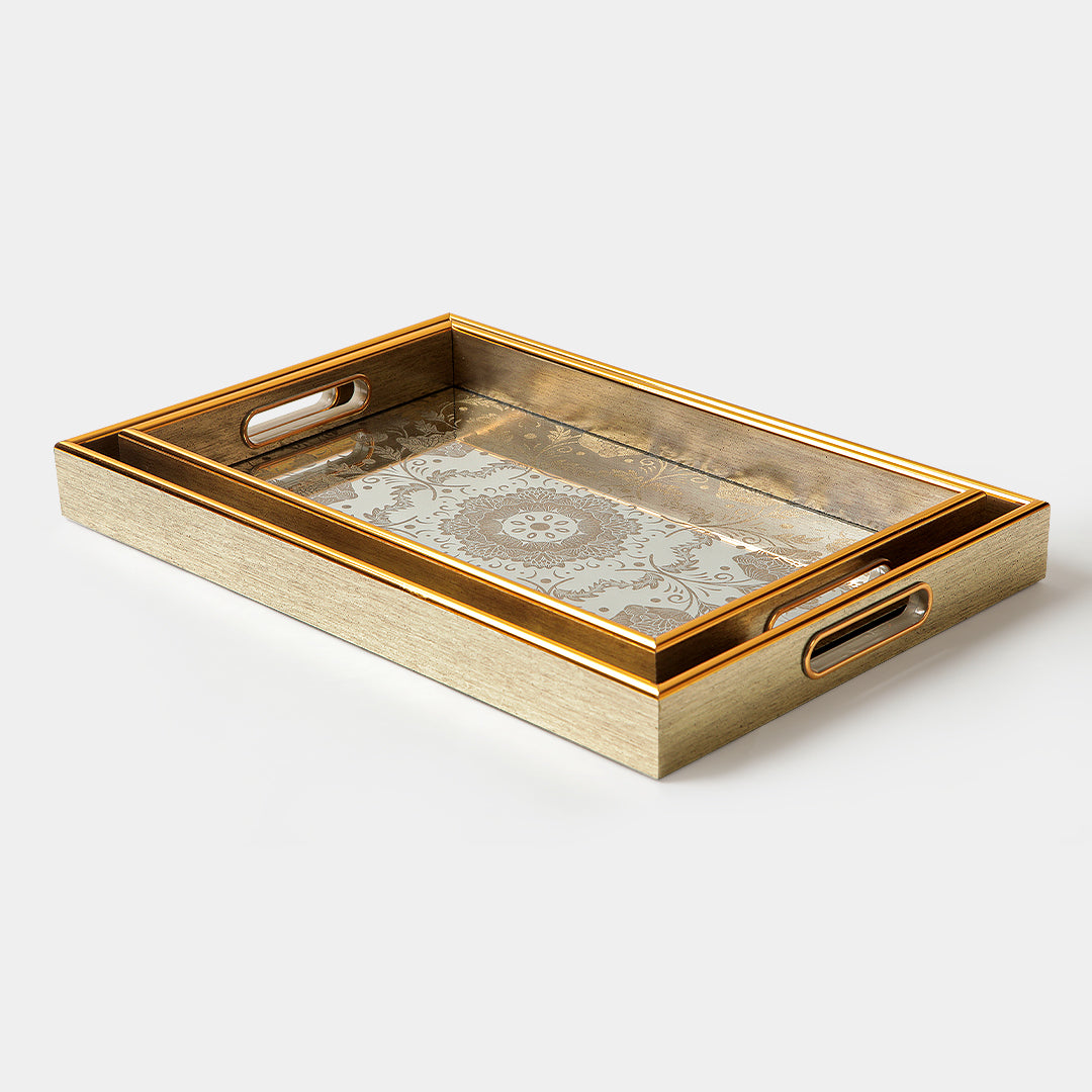 Floral B Decorative Tray Set of 2