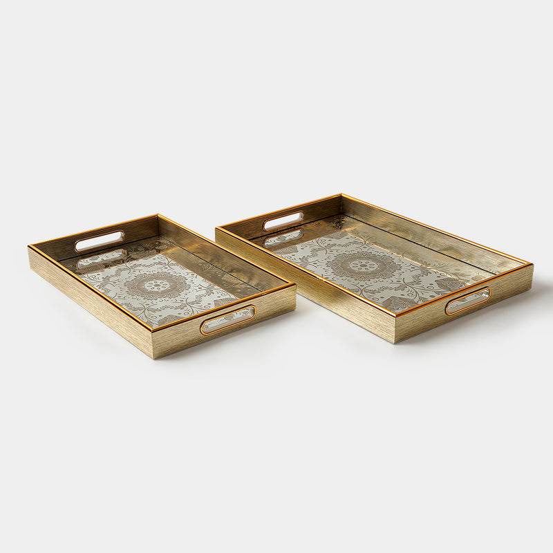 Floral B Decorative Tray Set of 2