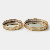 Floral Mirror Tray Set of 2