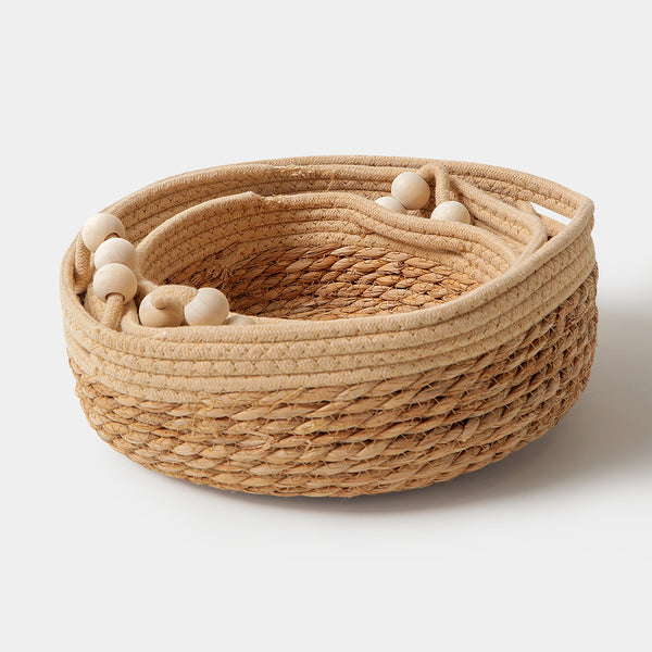 Natural Cotton Abaca Nesting Basket Set of 3