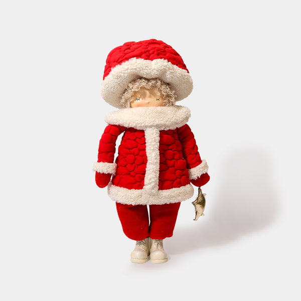 Winter Mushroom Red Hood Boy with Star