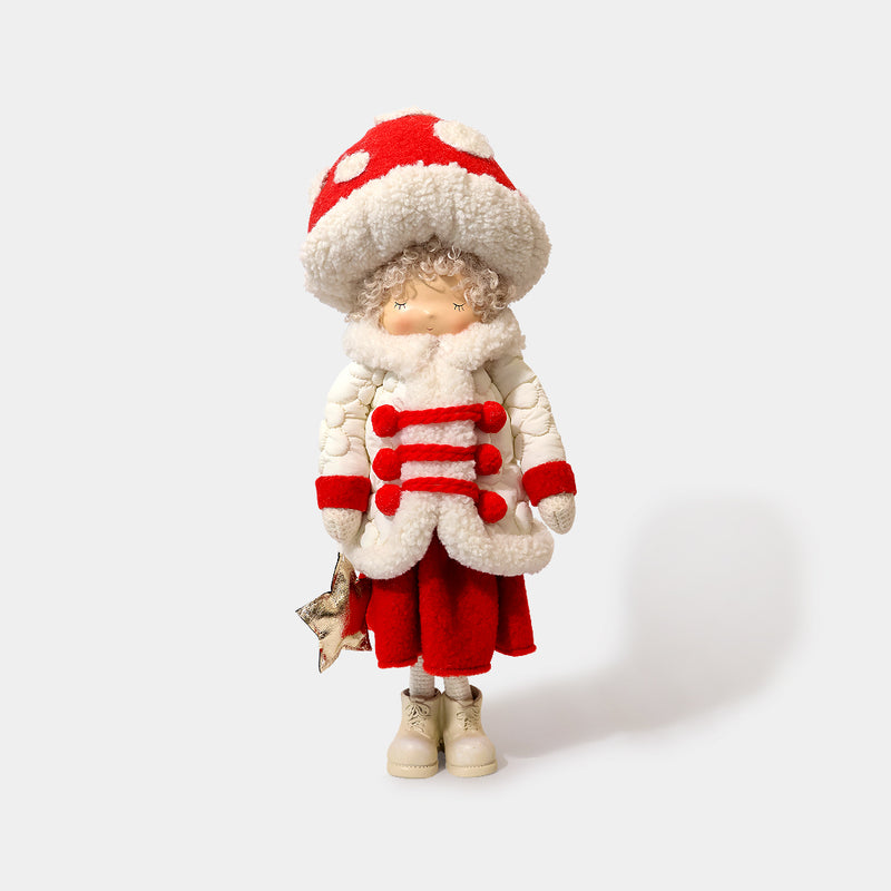Winter Mushroom Toggle Jacket Girl with Star