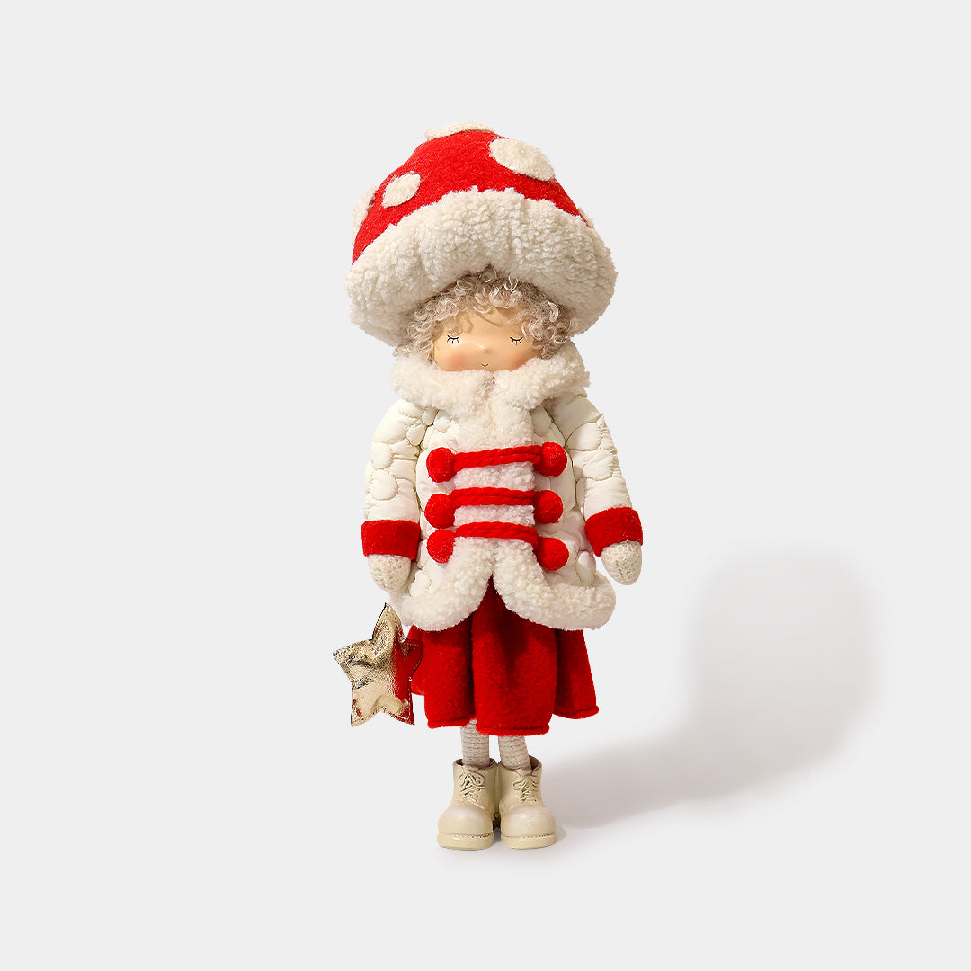 Winter Mushroom Toggle Jacket Girl with Star