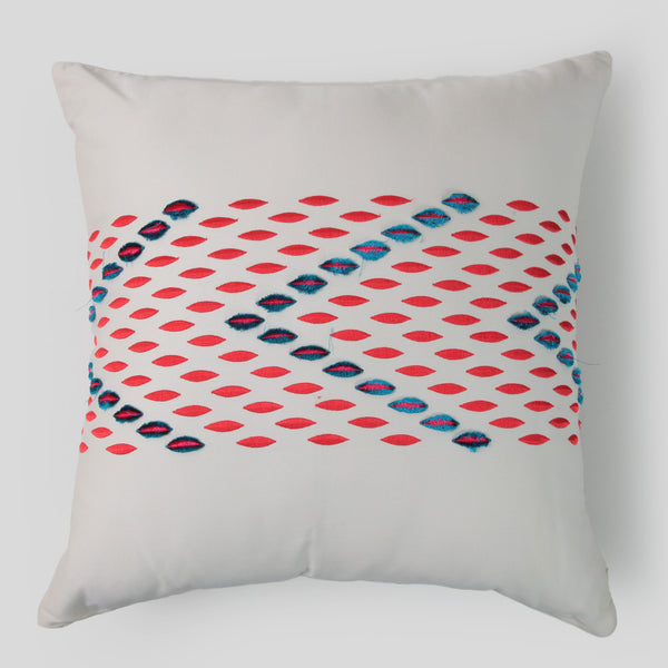 Telas De Mercato Cinetec Red Embroidered Cushion Cover