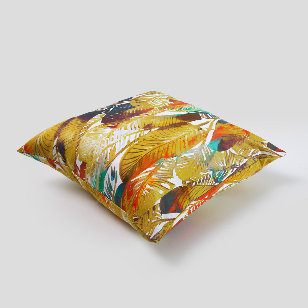 Telas De Mercato Paradis Yellow Printed Cushion Cover