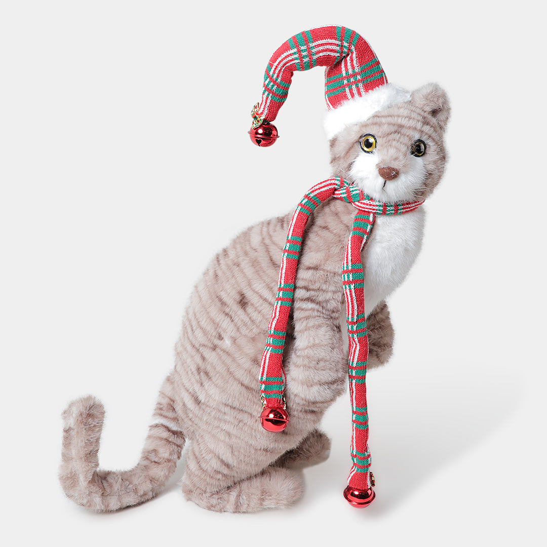 Gray Cat Standing Hat and Scarf from Paws & Claws Collection