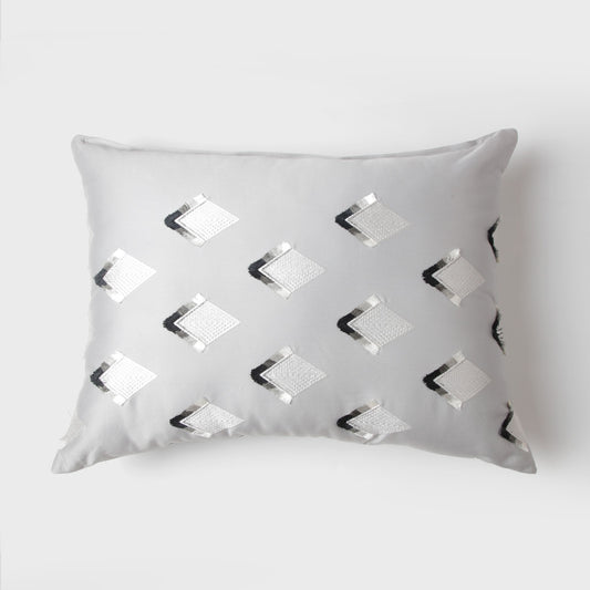 F.Libiran Cushion Cover 18x24 with Infill Grey Diamond Maricopa EMB