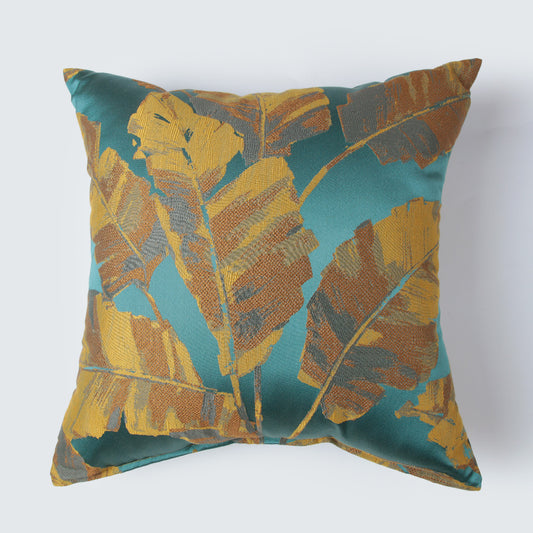 F.Libiran Cushion Cover 24x24 Leaves Mohave Teal EMB