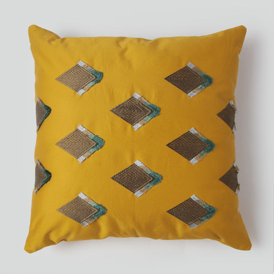 F.Libiran Cushion Cover 18x18 Yellow Diamond Maricopa EMB